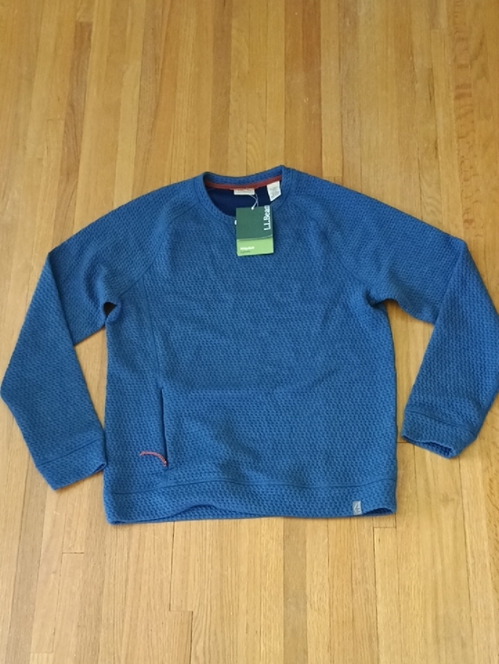 L.L. Bean Other - L.L. Bean Men's Blue Waffle-Knit Crew Sweater With One Zipper Pocket.